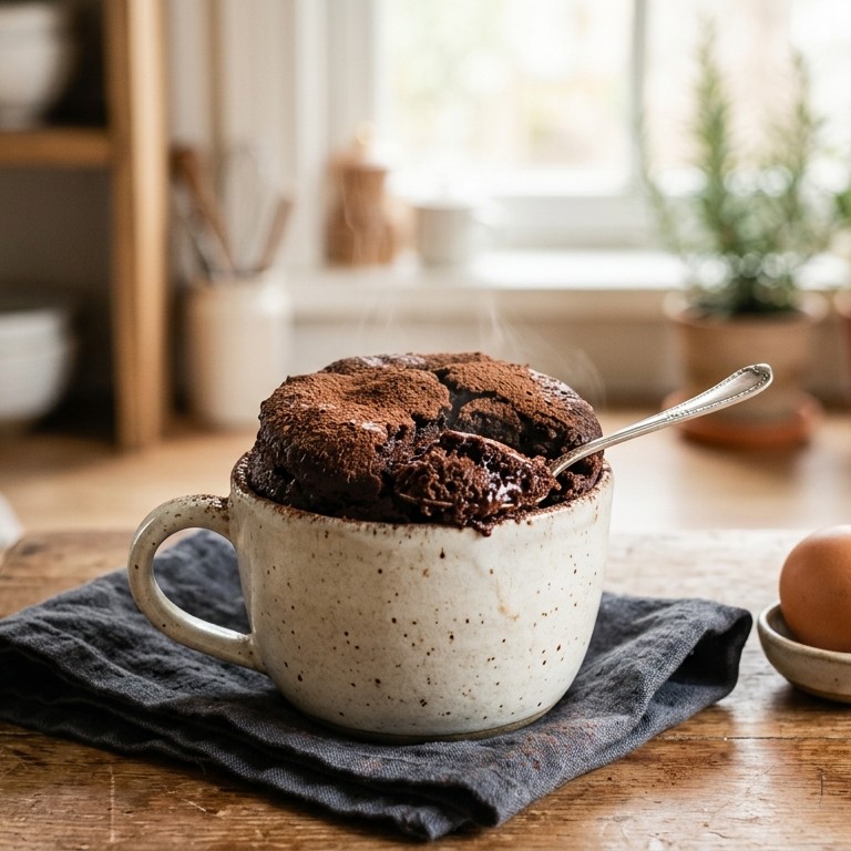 Chocoladecake uit een mok (magnetron)
