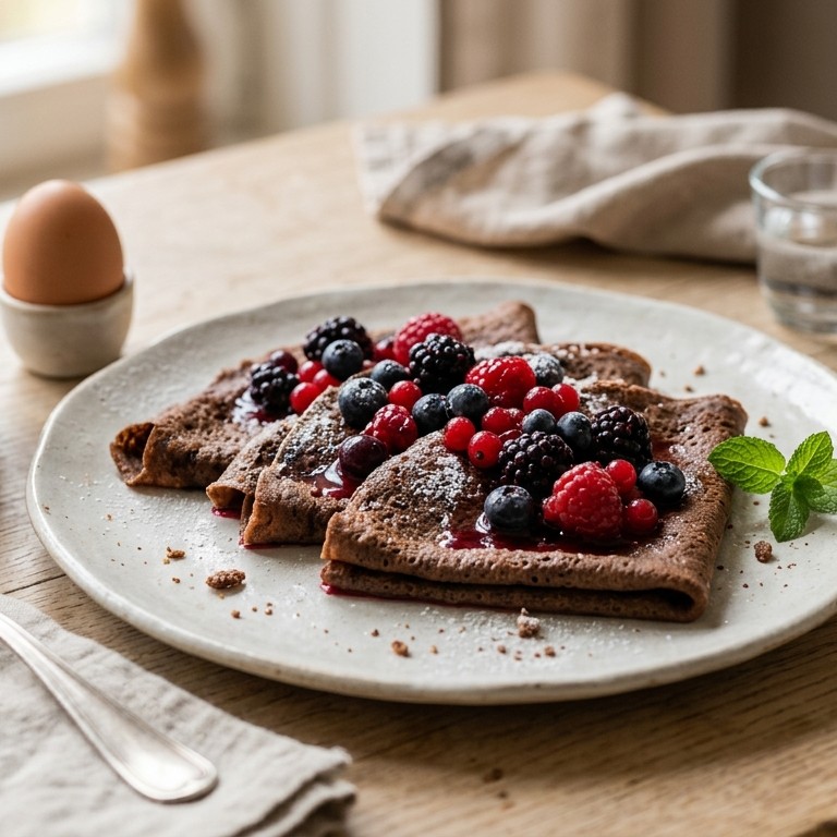 Chocoladeflensjes met bosvruchten