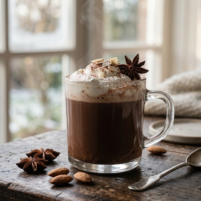 Chocolademelk met amaretto-anisettelikeur