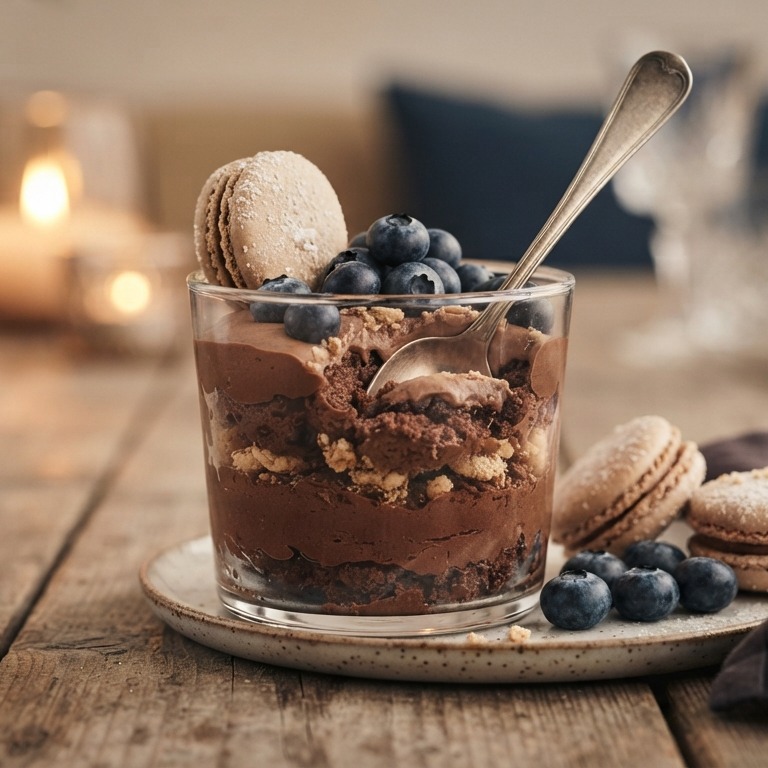 Chocolademousse met bitterkoekjes