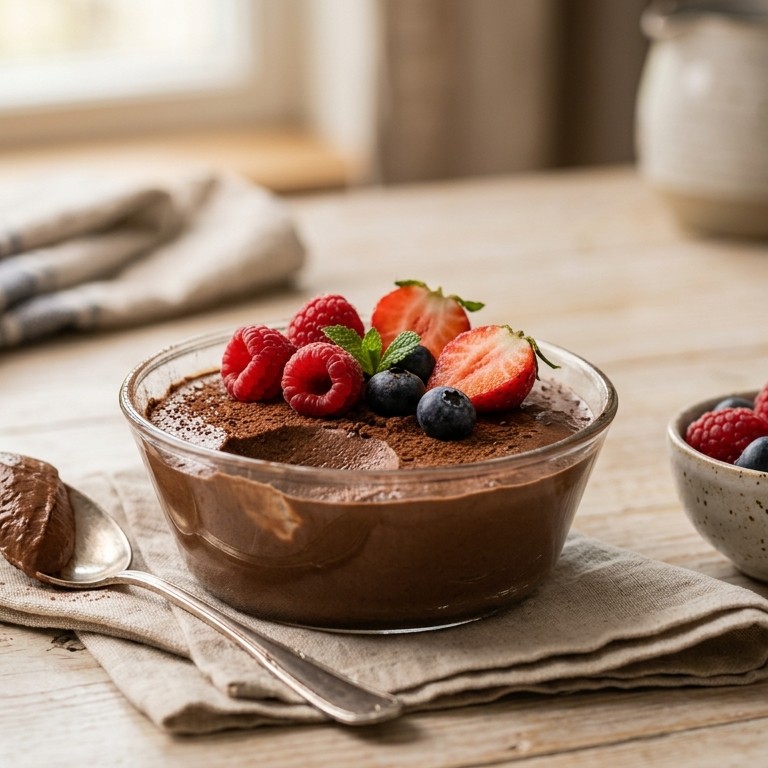 Chocolademousse met verse vruchten