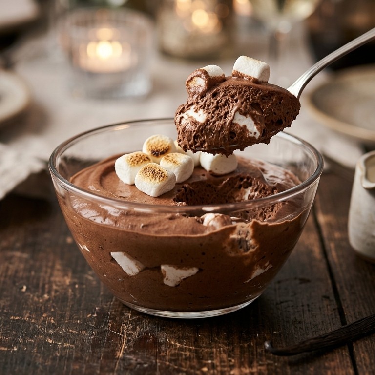 Chocolademousse met witte marshmallows