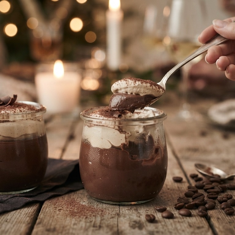 Chocoladepotjes met koffieroom