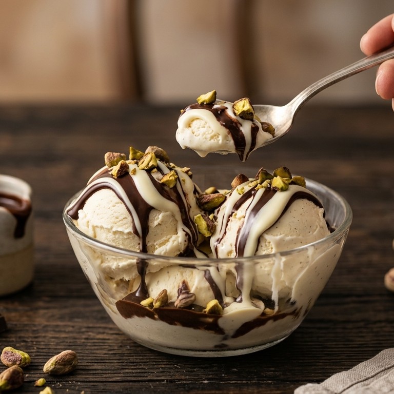 Chocoladesauzen met vanille-ijs