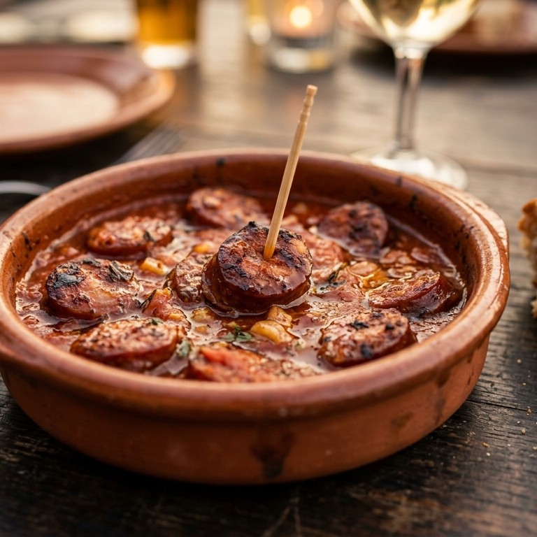 Chorizoworst in knoflooktomatensaus