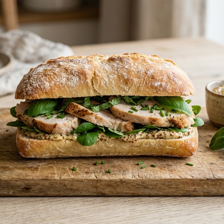 Ciabatta met basilicum en kipfilet