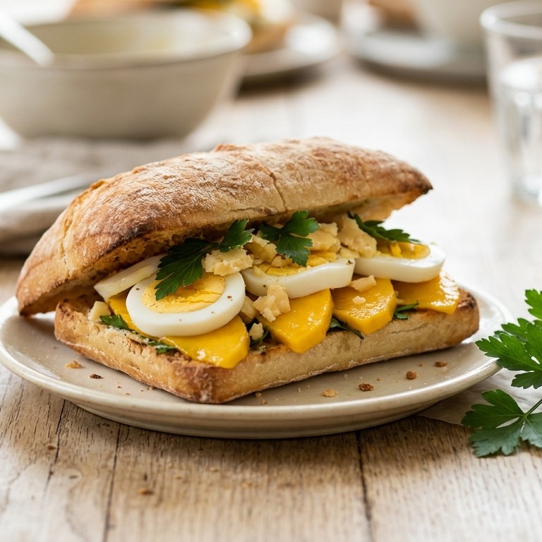 Ciabatta met ei en mango
