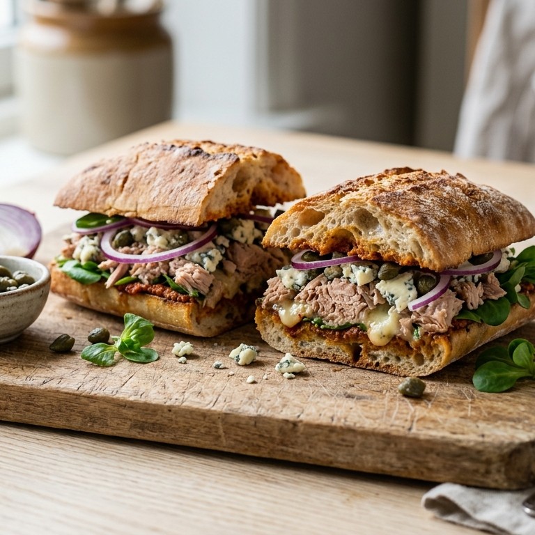 Ciabatta met tonijn en danish blue
