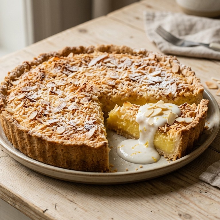 Citroen-kokospie met yoghurtsaus