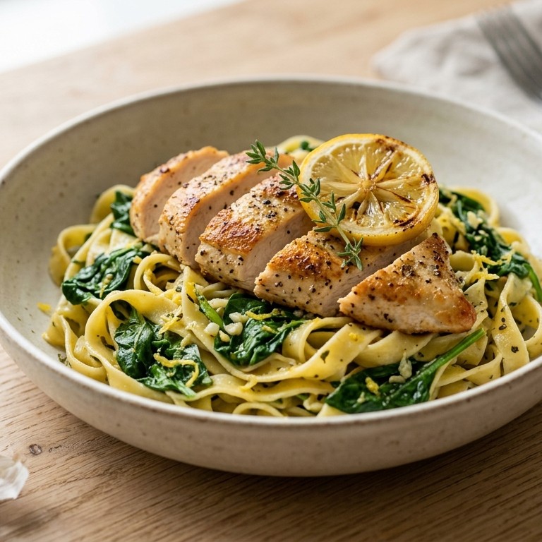 Citroen-spinazie-tagliatelle met kip