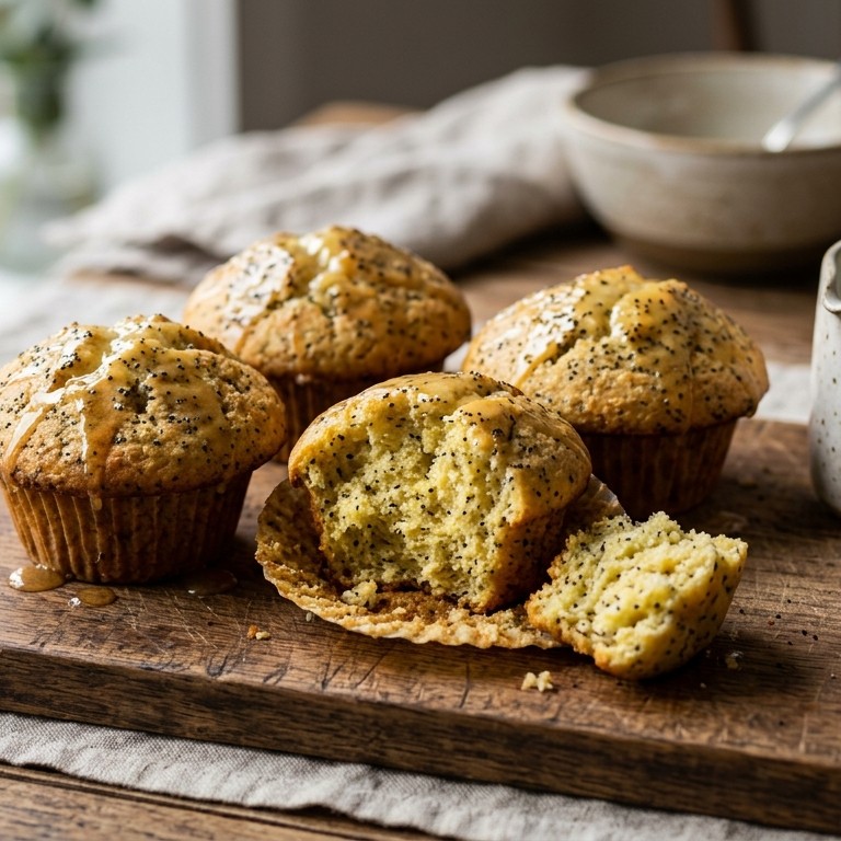 Citroenmuffins met honing en maanzaad