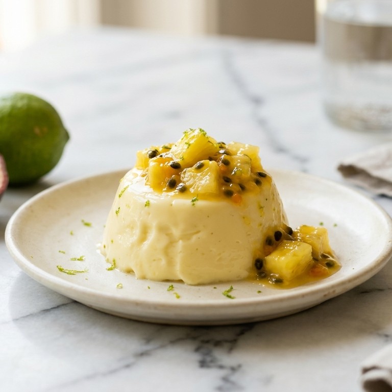 Citruspuddinkje met ananas-vruchtencompote