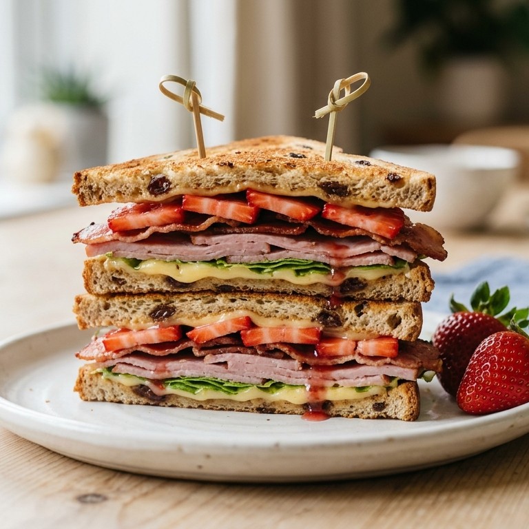Clubsandwich met aardbeien
