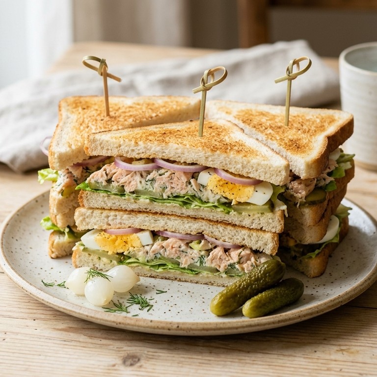 Clubsandwich met forelsalade