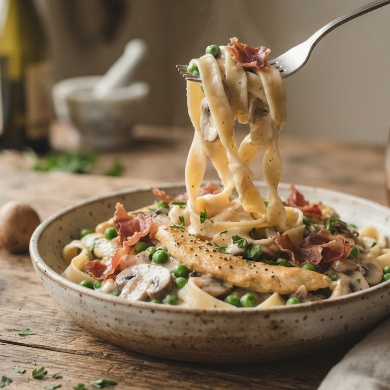 Cognac kipfettuccine