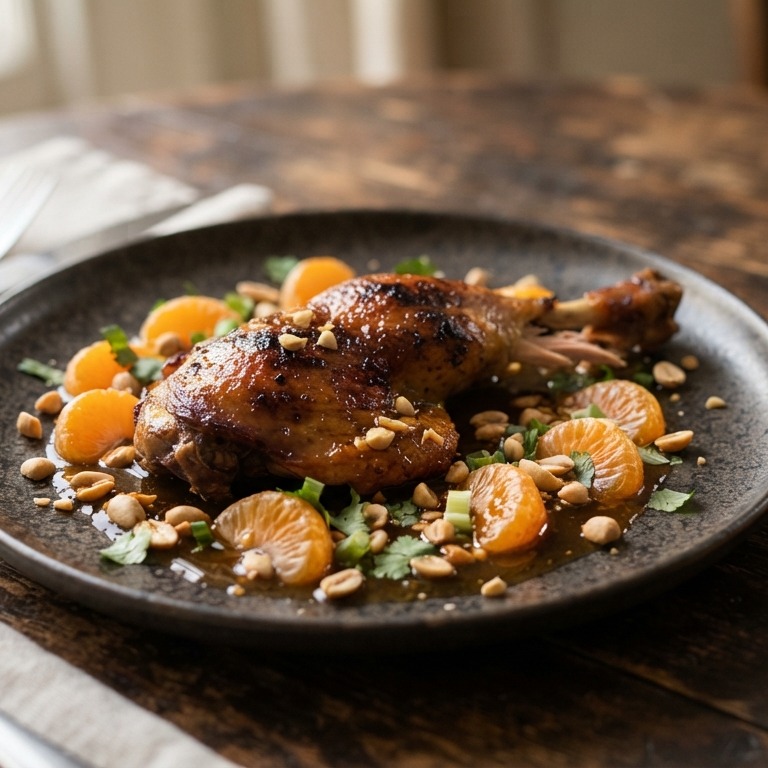 Confit van kip met mandarijnensaus