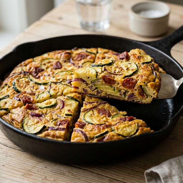 Courgette-knoflooktortilla