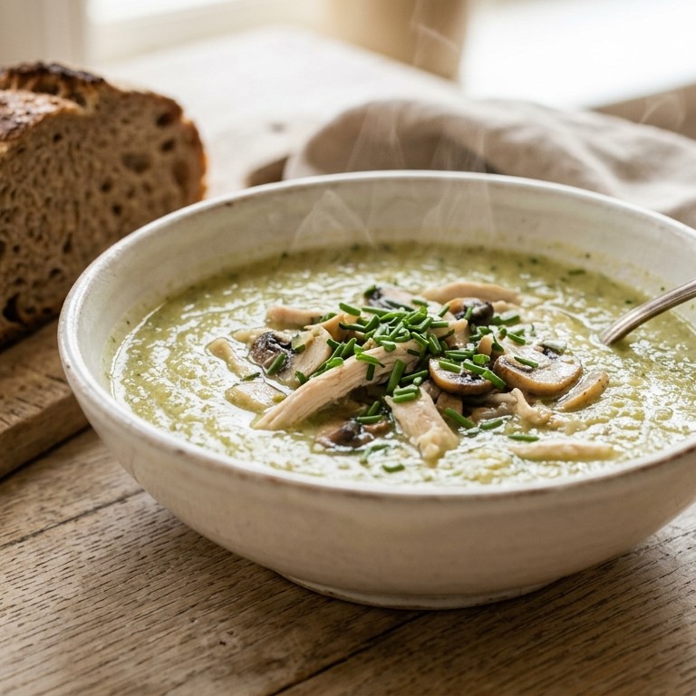 Courgettesoep met champignons en bieslook