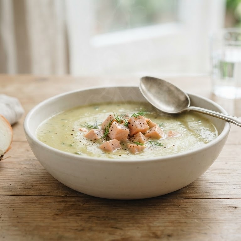Courgettesoep met zalm