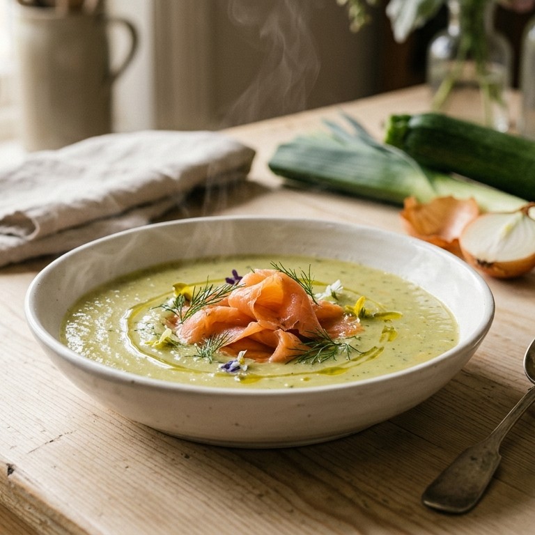 Courgettesoep met zalm