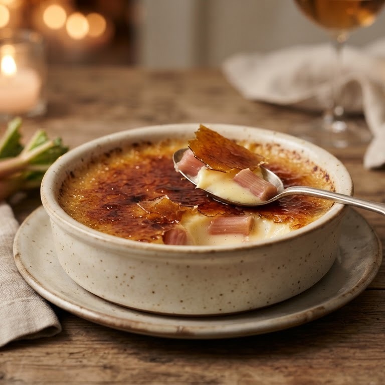 Crème brûlée met rabarber