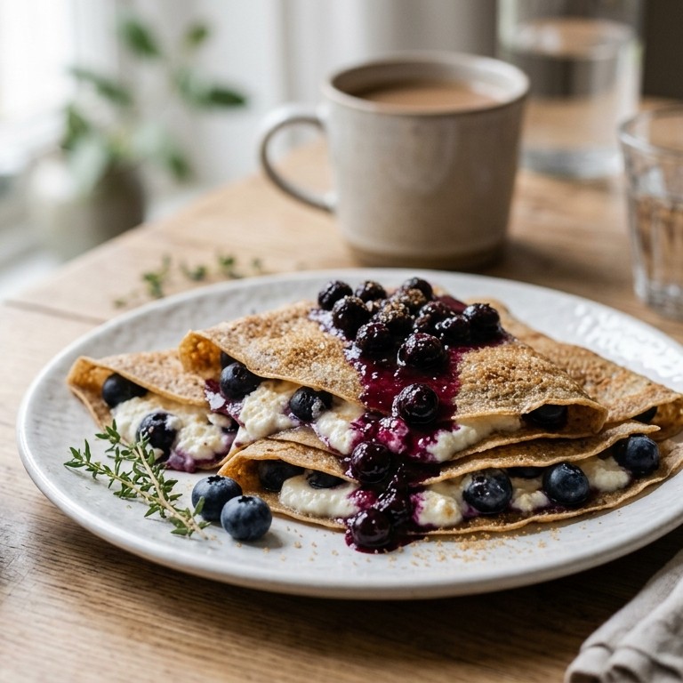 Crêpes met blauwe bessenvulling