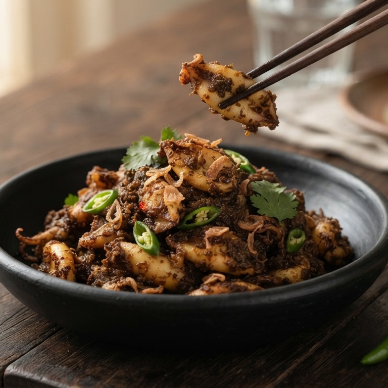 Cumi-Cumi Rendang (gebakken inktvis)