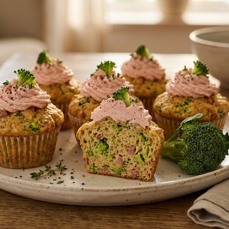 Cupcakes met broccoli en hammousse