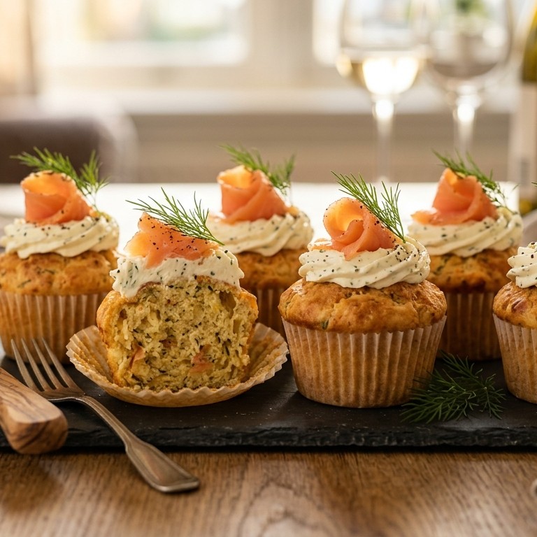 Cupcakes met gerookte zalm en roomkaas