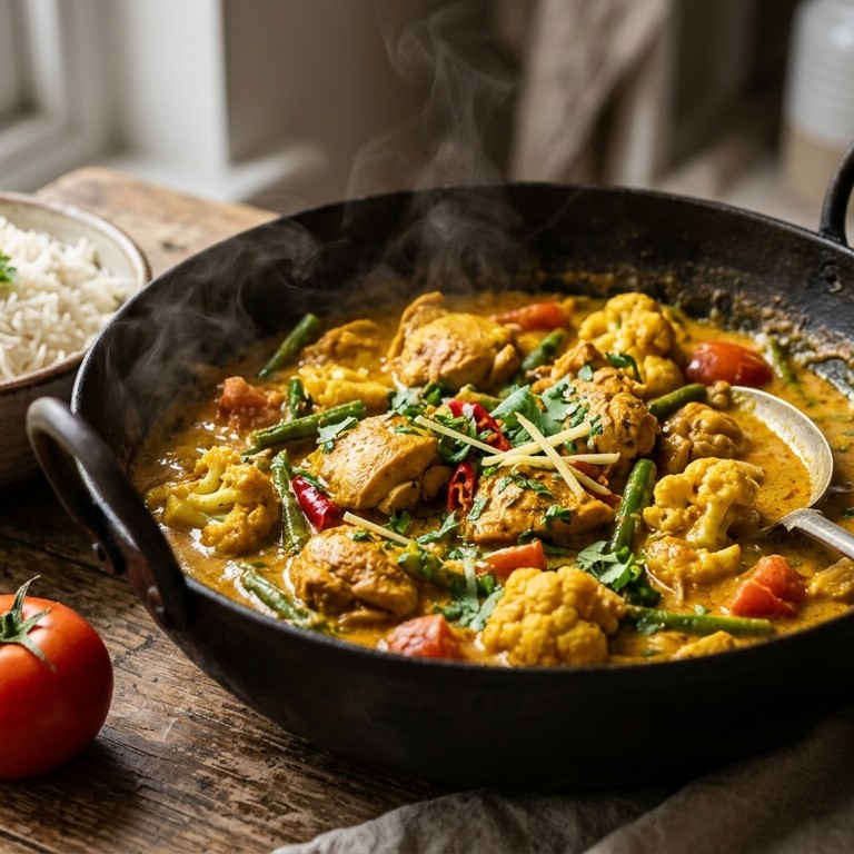 Currykip met groente