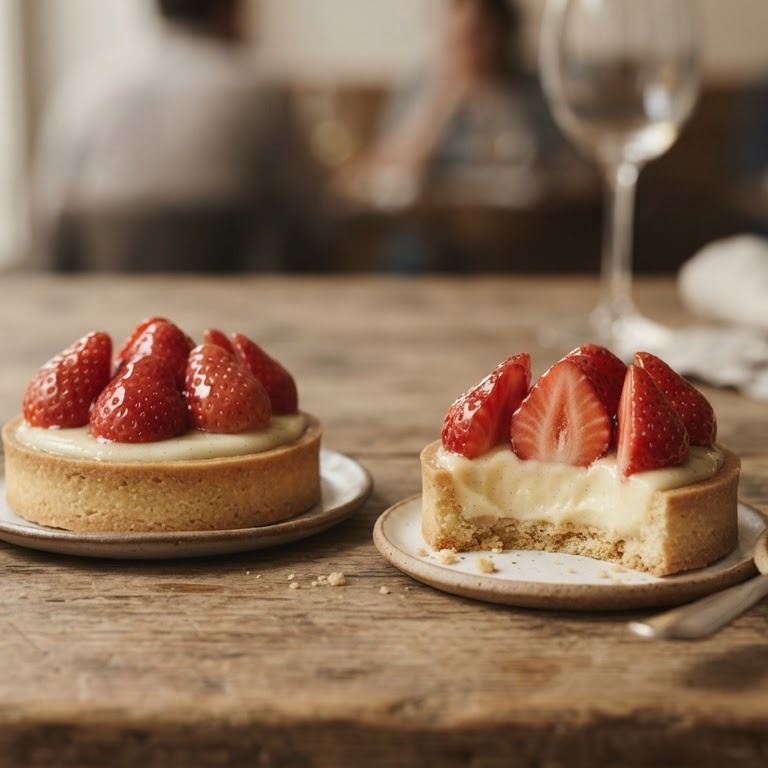 Custardtaartje met aardbeien