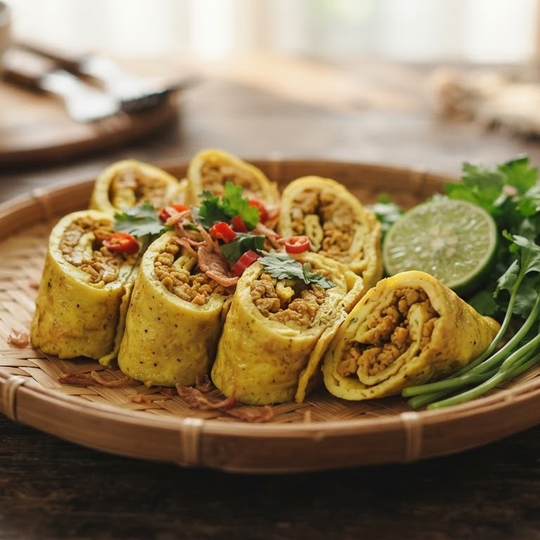 Dadar ajam (gevulde en gekruide omelet )