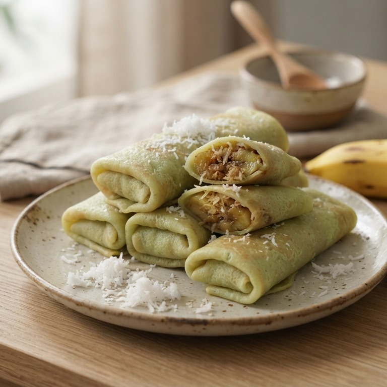 Dadar Pisang Kelapa (pannenkoeken met banaan en kokos)