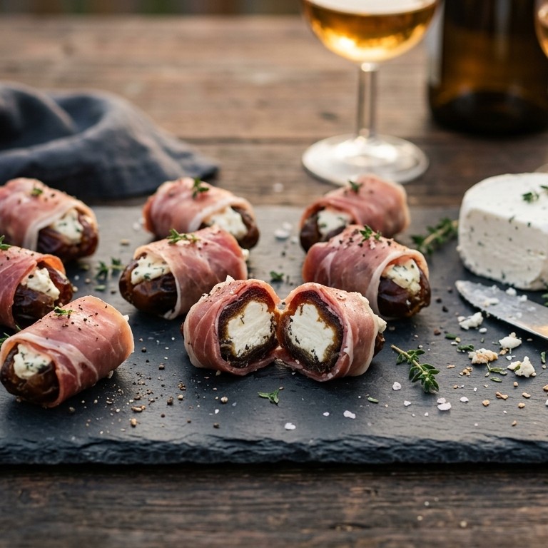 Dadel met serranoham en geitenkaas