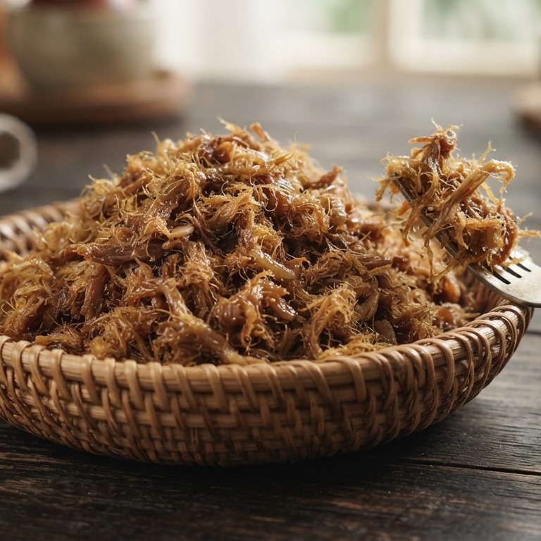 Daging Abon sapi (gestoofd mild gekruid rundvlees)