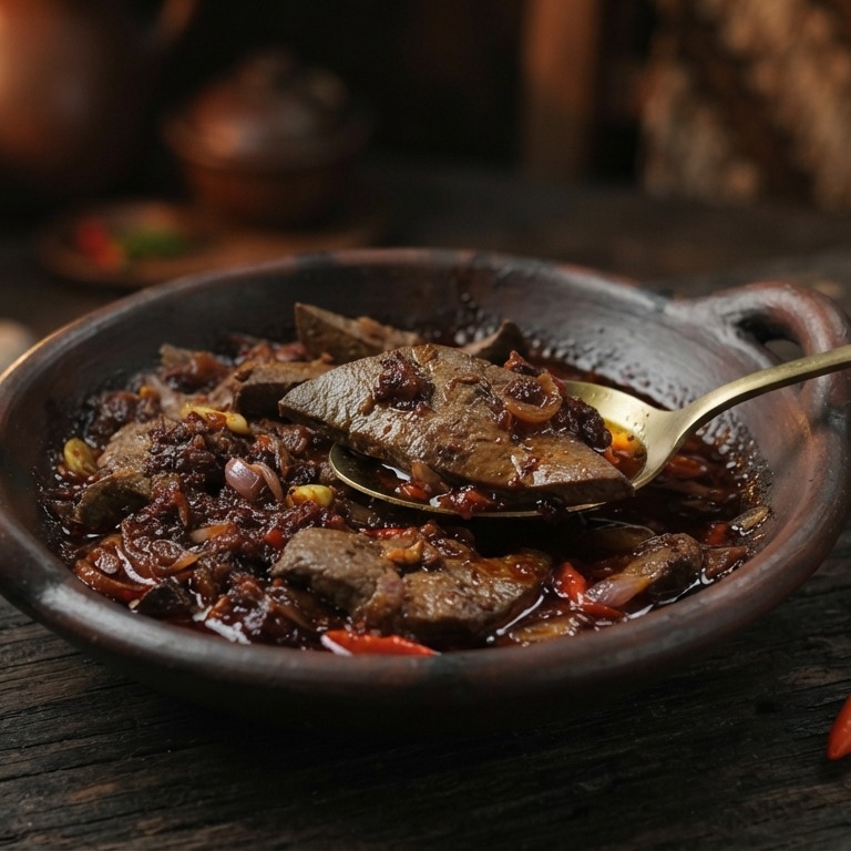 Daging hati pedis (hete runderlever)