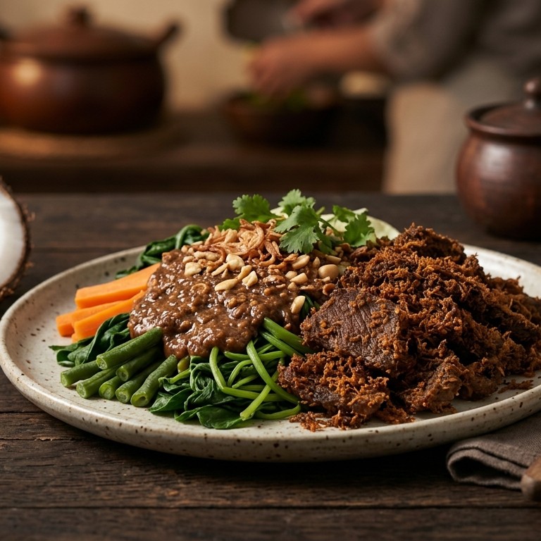 Daging petjel (gebakken runderlappen met kokos)