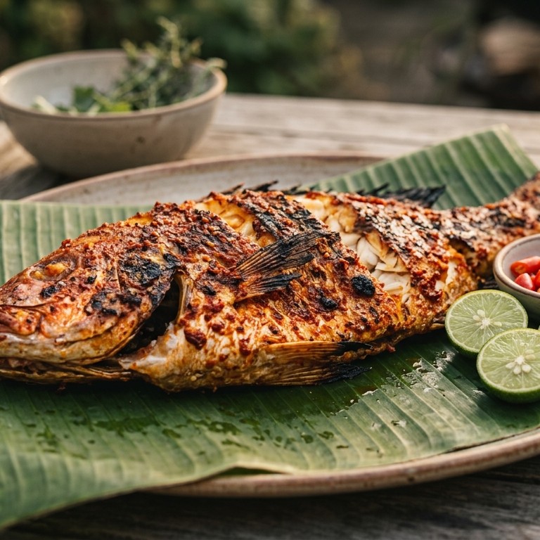 Dengan Barbekyu Panggang Pedis Ikan (geroosterde vis)