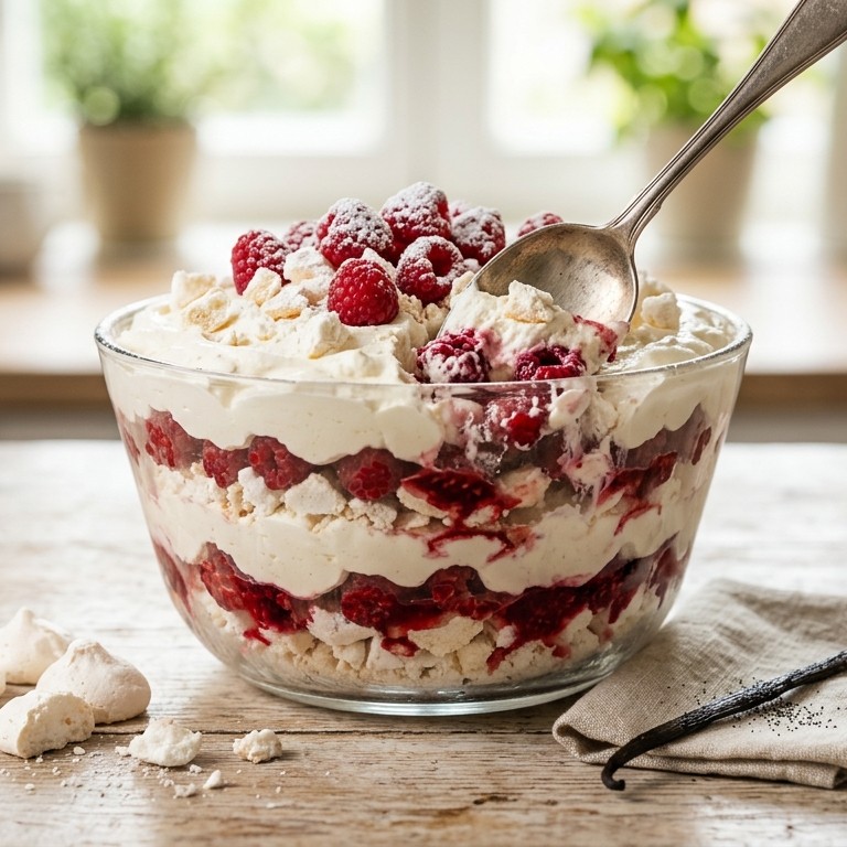 Dessert van laagjes framboos