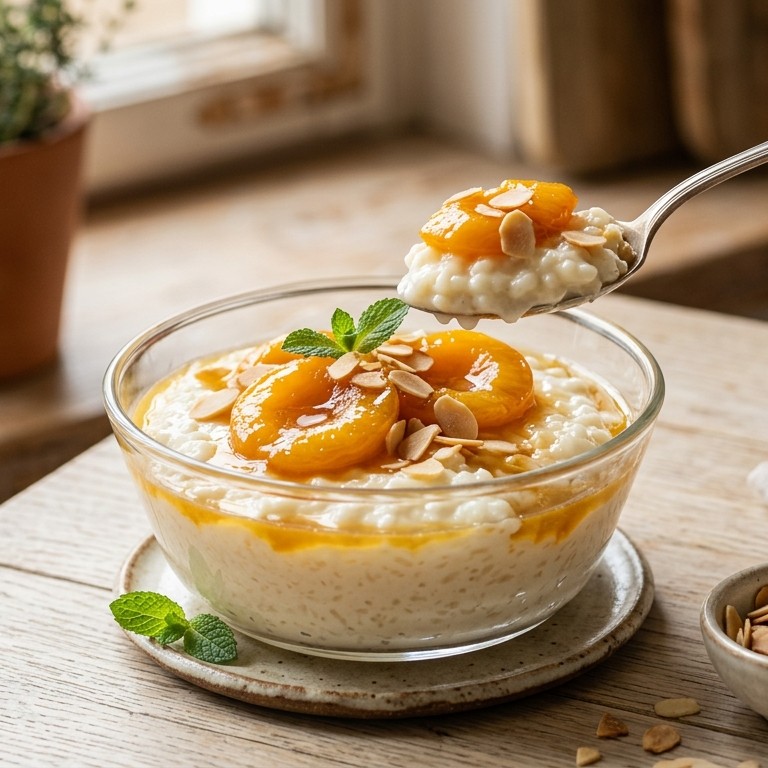 Dessertrijst met abrikozencompote