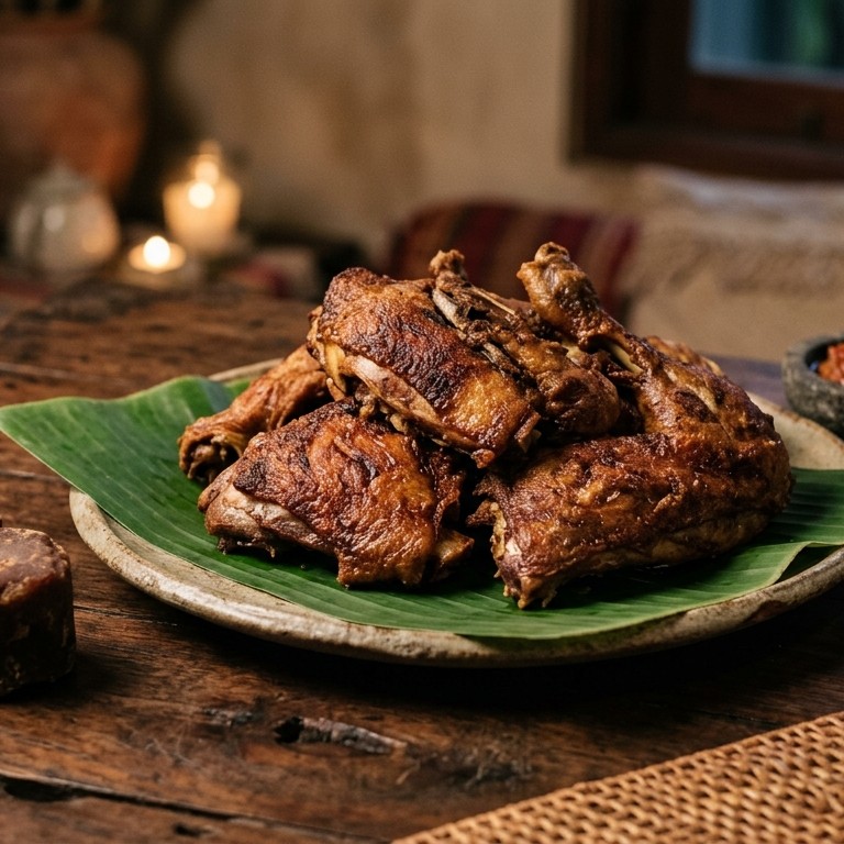 Diasinkan Bebek Dimasak Yang Digoreng Sebelum Disajikan (Gekookte eend die voor het opdienen gefrituurd wordt)