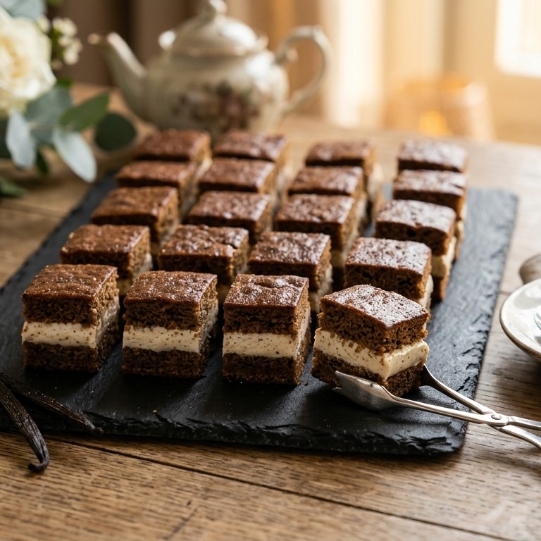 Dominosteentjes van ontbijtkoek voor high tea