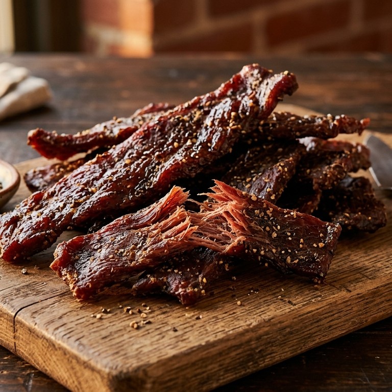 Droog gemarineerde beef jerky (die niet te zout is)