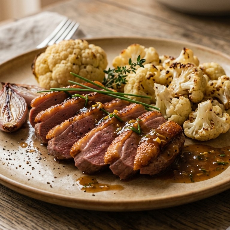 Eendenborst met gembersaus