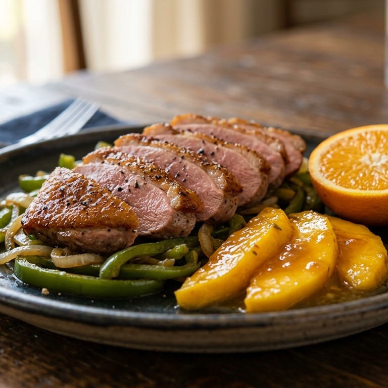 Eendenborstfilet met paprika en mango