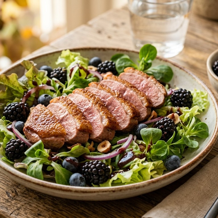 Eendenborstsalade met bramen