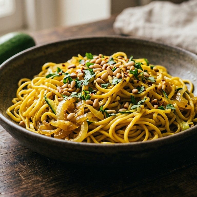 Eenvoudig, exotisch mie gerecht met turmeric en honing