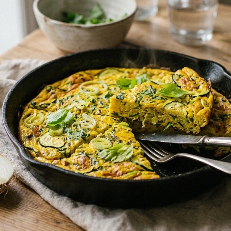 Eggah met courgette en prei