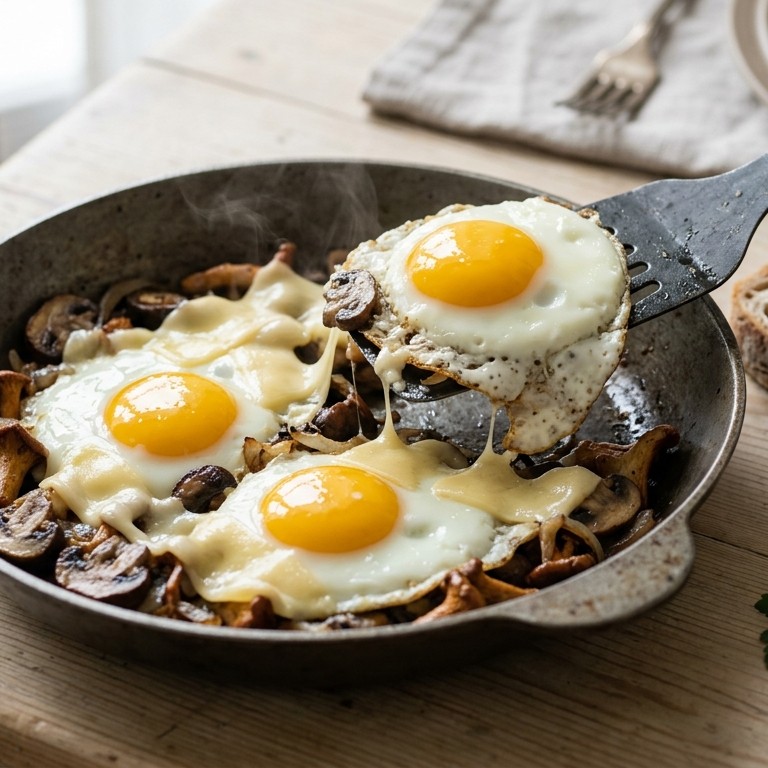 Ei met champignons en kaas