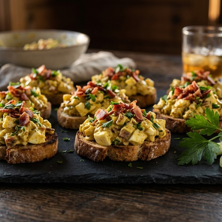 Eiersalade met spek en kruiden